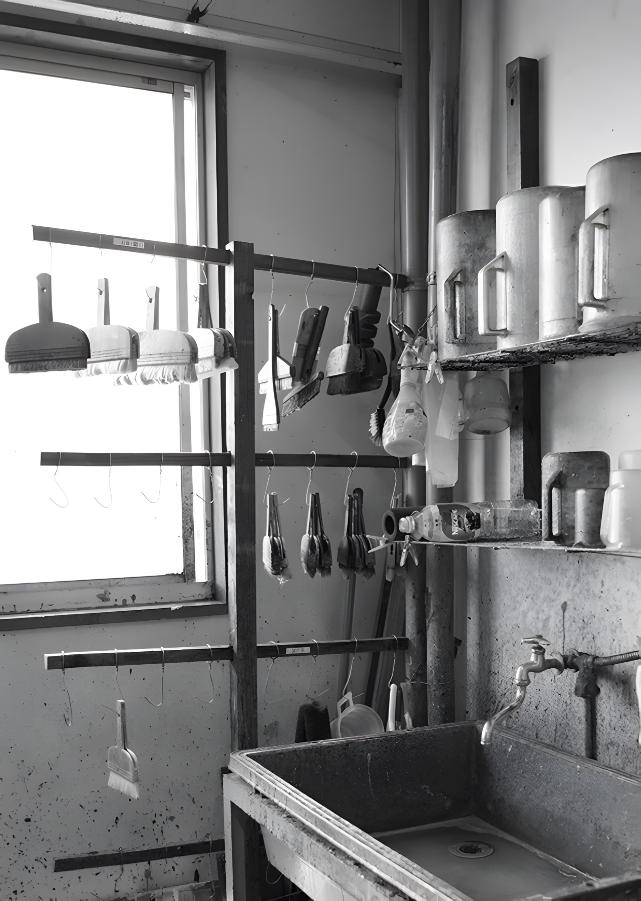 Brushes hung to dry in the workshop
