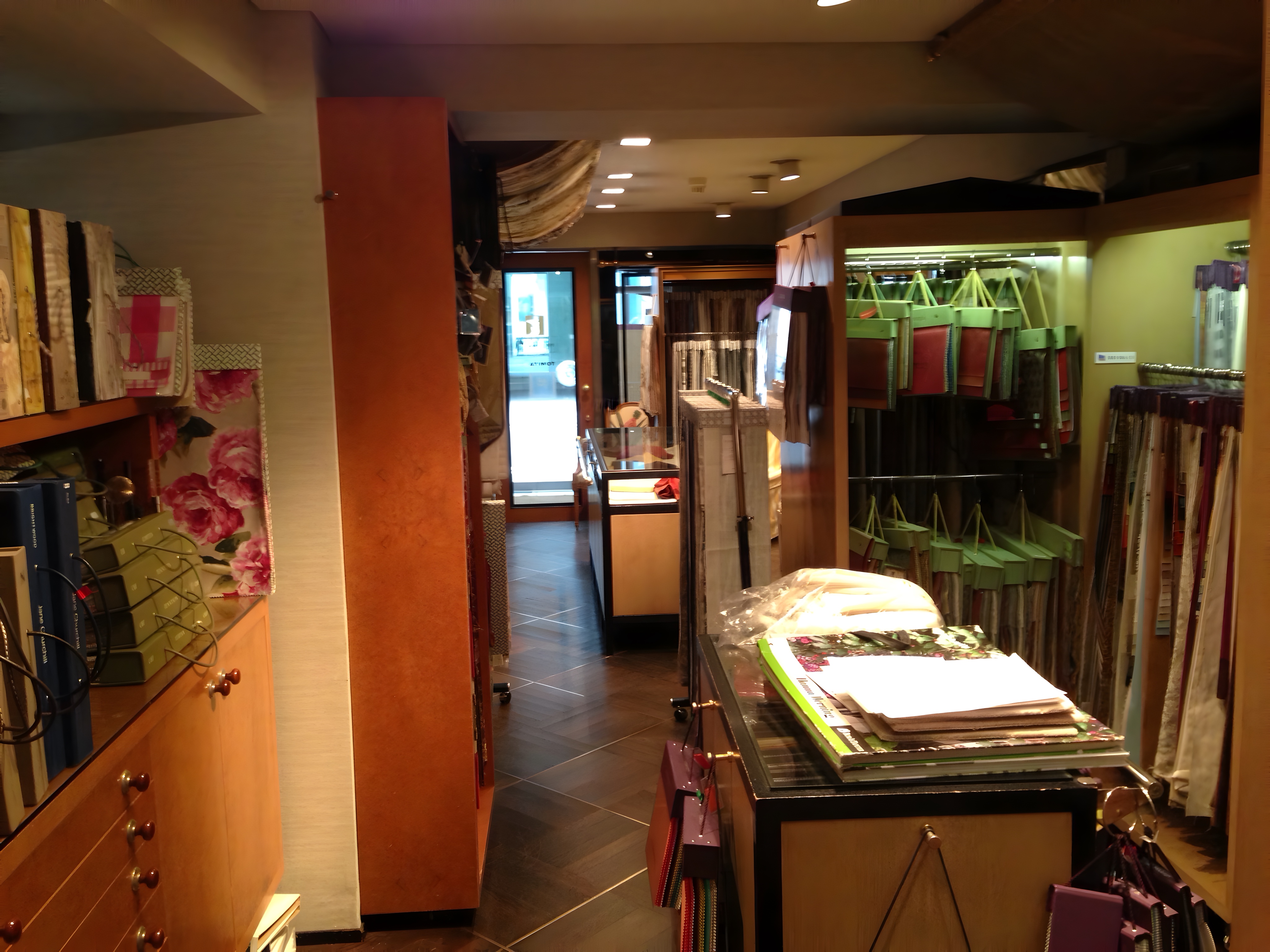 Fabrics and wallcoverings in an earlier Tomita showroom