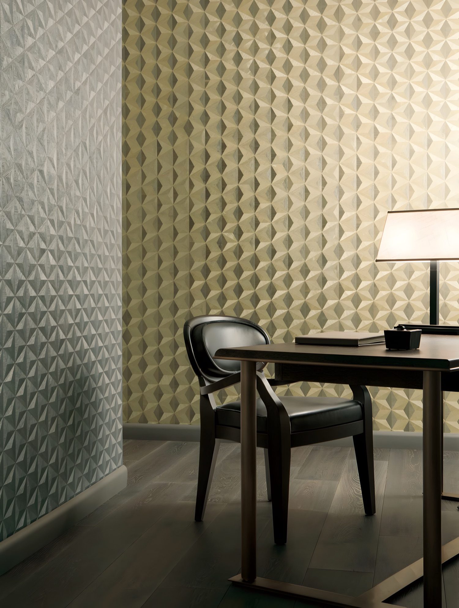 The same study with Tomita Art Wall Legend II on the walls